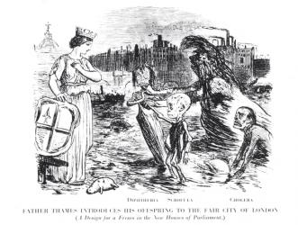 Father Thames Introduces his Offspring to the Fair City of London, a design for a fresco in the new Houses of Parliament (engraving) (b&w photo) | Obraz na stenu