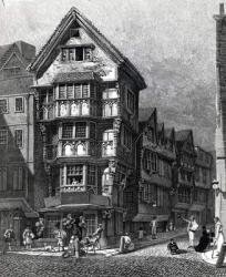 Houses Lately Standing on the West Corner of Chancery Lane, Fleet Street, published in 1812 (engraving) | Obraz na stenu