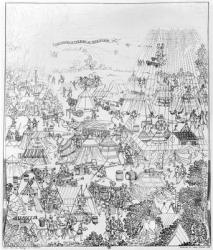 The Encampment of King Henry VIII at Marquison, July 1544, etched by James Basire, 1788 (etching) | Obraz na stenu