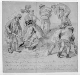 The introduction of split cane brooms for London street sweepers, 1840 (pencil on paper) | Obraz na stenu