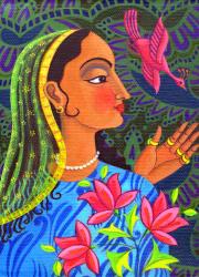 Maharani with magenta bird, 2011, (oil on canvas) | Obraz na stenu