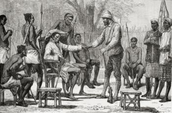 Verney Lovett Cameron visiting King Konngo, 1878 (wood engraving) | Obraz na stenu