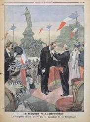 Jules Dalou (1838-1902) being awarded with the medal of the Legion of Honour by Emile Loubet (1838-1929) from 'Le Petit Journal', 4th December 1899 (coloured engraving) | Obraz na stenu