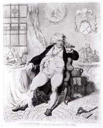 A Voluptuary under the Horrors of Digestion, published in 1792 (engraving) (b/w photo) | Obraz na stenu