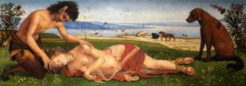 A Satyr Mourning over a Nymph, c.1495 (oil on panel) | Obraz na stenu