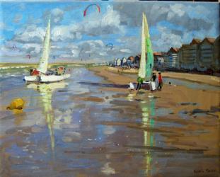 Reflection, Bray Dunes, France (oil on canvas) | Obraz na stenu