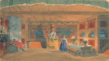 Stage design for Rimsky-Korsakov's opera the 'The Tsar's bride', 1920 (w/c & gouache on paper) | Obraz na stenu