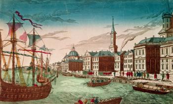 The Landing of English Troops at New York, September 1776, pub. by J. Chereau, Paris (coloured engraving) | Obraz na stenu