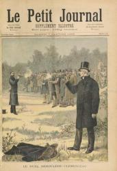 The Duel between Paul Deroulede (1846-1914) and Georges Clemenceau (1841-1929) illustration from 'Le Petit Journal', 7th January 1893 (coloured engraving) | Obraz na stenu