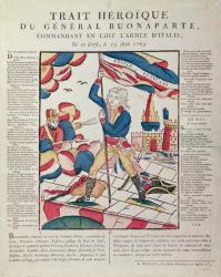 Napoleon I (1769-1821) on the Bridge at Arcola, 17th November 1796, 18th-19th century (coloured engraving) | Obraz na stenu