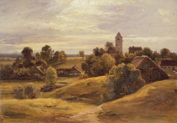 Village near Dachau, 1859 (oil on paper laid down on paperboard) | Obraz na stenu