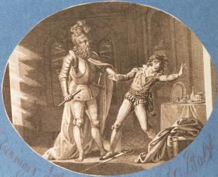 Don Giovanni and the statue of the Commandantore that has come to life, Act II scene iv, from 'Don Giovanni' by Wolfgang Amadeus Mozart (1756-91) (engraving) | Obraz na stenu