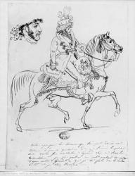 Equestrian portrait of Prince Joachim Murat (pen & brown ink & graphite on paper) | Obraz na stenu