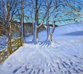 Gate and trees,Winter,Dam Lane,Derbyshire,2013,(oil on canvas) | Obraz na stenu