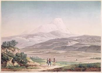 View of Cajambe, from 'Voyages aux Regions Equinoxiales du Nouveau Continent' by Alexander de Humboldt (1769-1859) engraved by Michel Bouquet (1807-90) published in 1814 (coloured engraving) | Obraz na stenu
