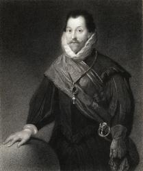Sir Francis Drake (1540/3-96) from 'The Gallery of Portraits', published 1833 (engraving) | Obraz na stenu