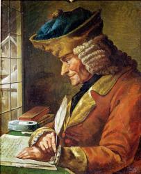 Voltaire (1694-1778) in his Study (oil on canvas) | Obraz na stenu