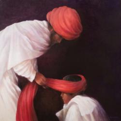 Tying a Turban, 2010 (acrylic on canvas) | Obraz na stenu