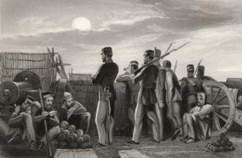 Battery at Lucknow, the defenders on the lookout, from 'The History of the Indian Mutiny' (engraving) | Obraz na stenu