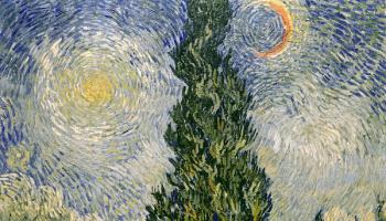Road with Cypresses, 1890 (oil on canvas) (detail of 3752) | Obraz na stenu