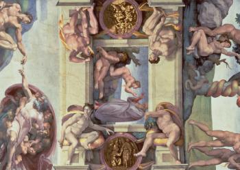 Sistine Chapel Ceiling (1508-12): The Creation of Eve, 1510 (fresco) (post restoration) | Obraz na stenu