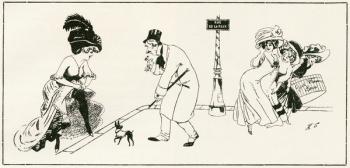 Parisien boulevard scene in 1910. From Illustrierte Sittengeschichte vom Mittelalter bis zur Gegenwart by Eduard Fuchs, published 1909. | Obraz na stenu