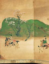 Shogun touring in spring, Edo Period (1603-1867) (ink on paper) | Obraz na stenu