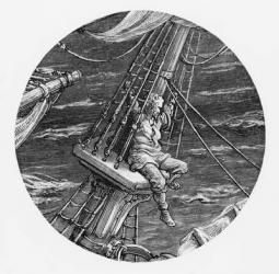 The Mariner aloft in the poop of the ship, scene from 'The Rime of the Ancient Mariner' by S.T. Coleridge, published by Harper & Brothers, New York, 1876 (wood engraving) | Obraz na stenu