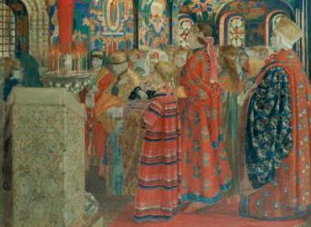 Seventeenth Century Russian Women at Church, 1899 (oil on canvas) | Obraz na stenu