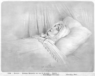 Madame Recamier (1777-1849) on her deathbed, 11th May 1849 (pencil on paper) (b/w photo) | Obraz na stenu