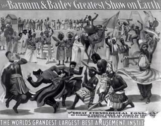 Poster advertising, 'The Barnum and Bailey Greatest Show on Earth, the World's Grandest, Largest, Best Amusement Institution', c.1895 (colour litho) (b/w photo) | Obraz na stenu