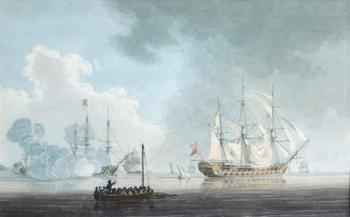English Ships of War, one firing a Salute | Obraz na stenu