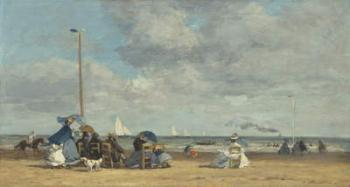 Beach at Trouville, 1864-5 (oil on wood) | Obraz na stenu