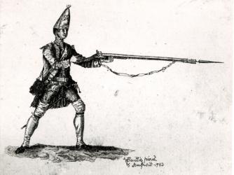 Portrait of a soldier, 1753 (engraving) (b/w photo) | Obraz na stenu