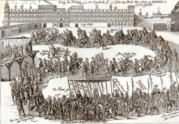 Entry of Prince Charles I into Madrid, 1623 (engraving) (b/w photo) | Obraz na stenu