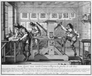 French printing press, 1642 (engraving) | Obraz na stenu