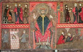 Altar Frontal depicting Saint Peter seated with crozier and four scenes from his life, 1150-1200 (tempera on panel) | Obraz na stenu