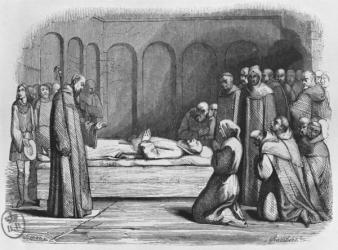 Death of Abelard, illustration from 'Lettres d'Heloise et d'Abelard', 1839 (engraving) | Obraz na stenu