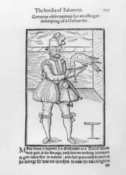 A Falconer with his Goshawk, illustration from 'The Book of Falconry' (woodcut) (b&w photo) | Obraz na stenu
