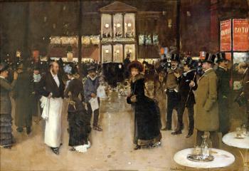 The Boulevard at Night, in front of the Theatre des Varietes, c.1883 (oil on canvas) | Obraz na stenu