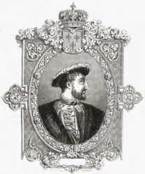 Francois I, engraved by Pannemaker-Ligny, from 'Histoire de la Revolution Francaise' by Louis Blanc (1811-82) (engraving) | Obraz na stenu