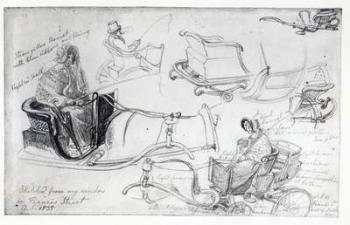 Pony and Traps on Francis Street, London, 1835 (pencil on paper) | Obraz na stenu