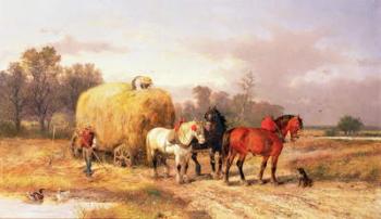 Carting hay, 19th century (oil on canvas) | Obraz na stenu