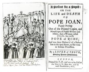 A Present for a Papist, or the Life and Death of Pope Joan, 1675 (engraving) (b/w photo) | Obraz na stenu