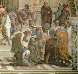 School of Athens, from the Stanza della Segnatura, 1510-11 (fresco) (detail of 472) | Obraz na stenu