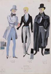 Lensky, costumes from acts I, II and III of the opera 'Eugene Onegin', 1830 (gouache on paper) | Obraz na stenu