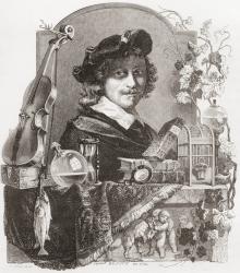 Gerrit Dou, 1613  1675, aka Gerard and Douw or Dow. Dutch Golden Age artist. From Histoire des Peintres de Toutes les Écoles, École Hollandaise, published 1863. (litho) | Obraz na stenu
