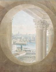 View of the Pont Neuf from a Bull's Eye Window of the Louvre, 1810 (w/c on paper) | Obraz na stenu