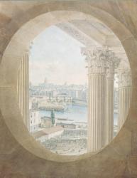 View of the Pont Neuf from a Bull's Eye Window of the Louvre, 1810 (w/c on paper) | Obraz na stenu