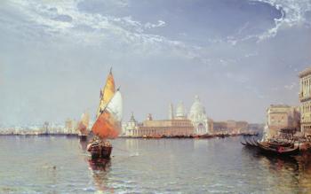 Venetian Canal Scene with the Salute in the distance | Obraz na stenu